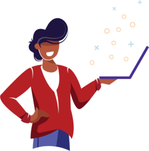 Lady standing with laptop Avaap Icon