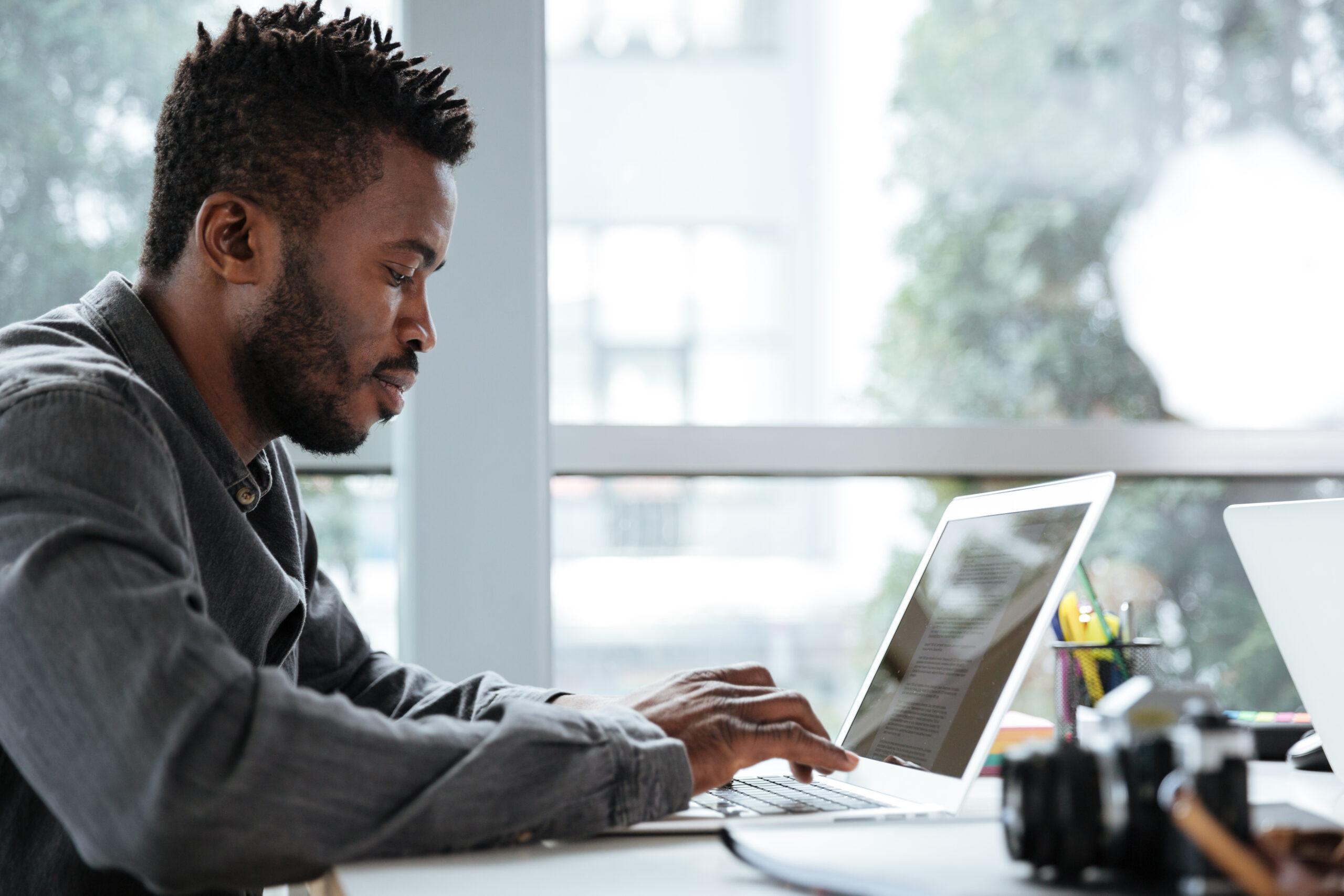 man working on computer 